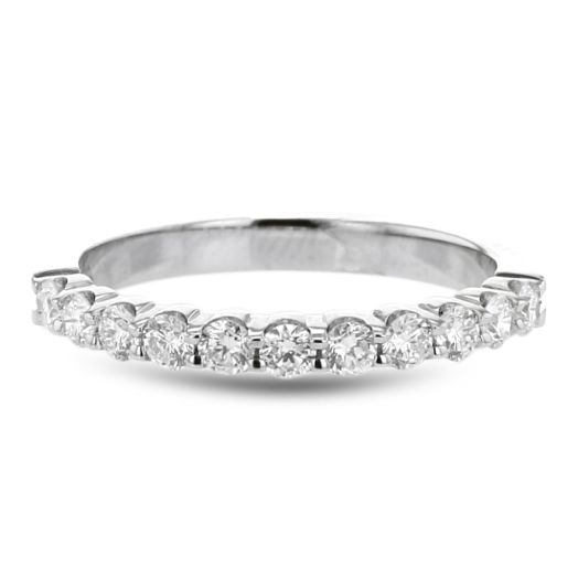 14K White Gold Eleven Stone Diamond Band, TWT.50