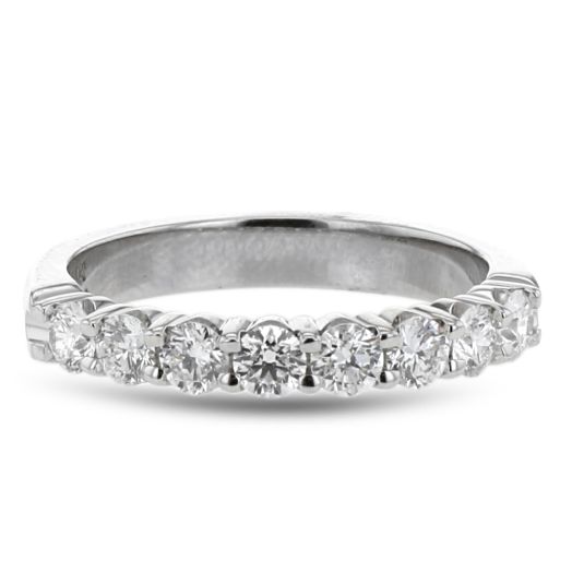 14K White Gold Eight Stone Diamond Band, TWT.75