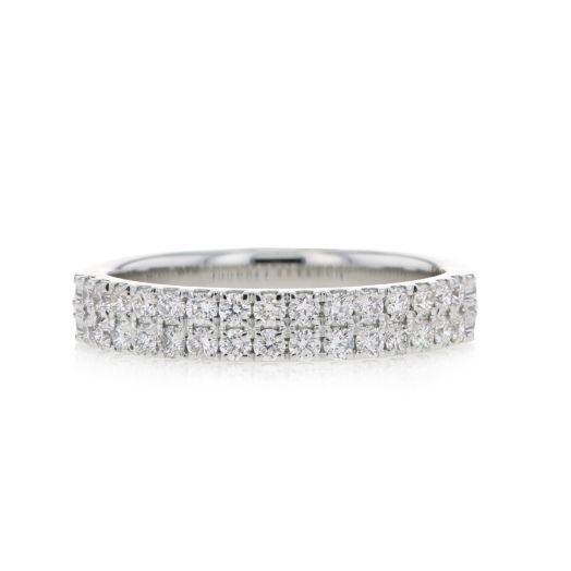 14K White Gold Double Row Band, TWT.50