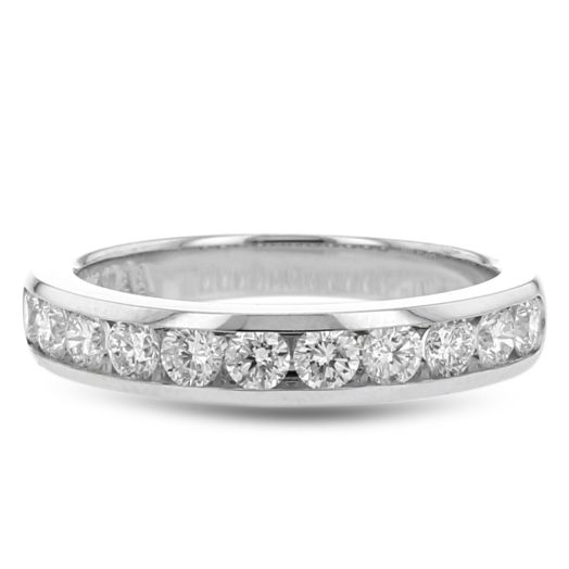 18K White Gold Channel Set Diamond Band, TWT.75