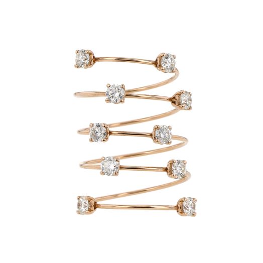 18K Rose Gold Diamond Spiral Wrap Ring, TWT 1.32