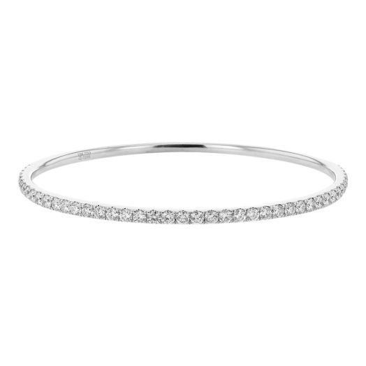 Diamond Pavé Bangle Bracelet, 18K White Gold, 2.86TDW