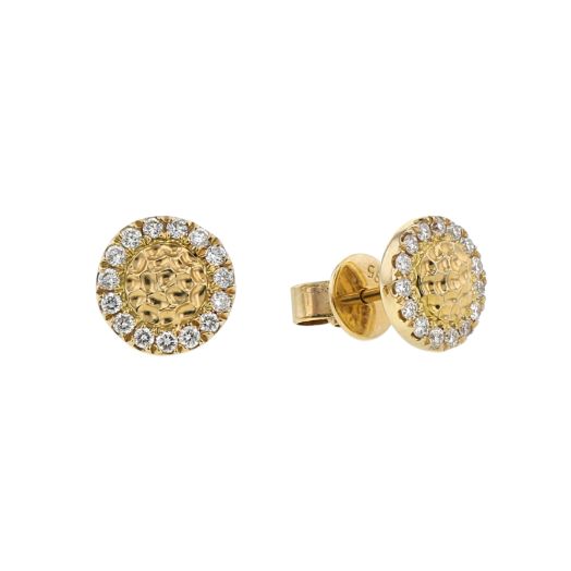 Diamond Halo Stud Earrings, Round, 14K Yellow Gold, .25TDW