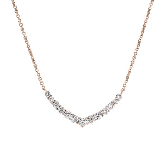 14K Rose Gold Diamond 'V' Necklace