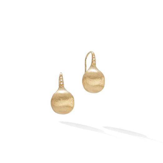 Marco Bicego Africa Boule 18K Yellow Gold and Diamond Medium French Wire Earrings