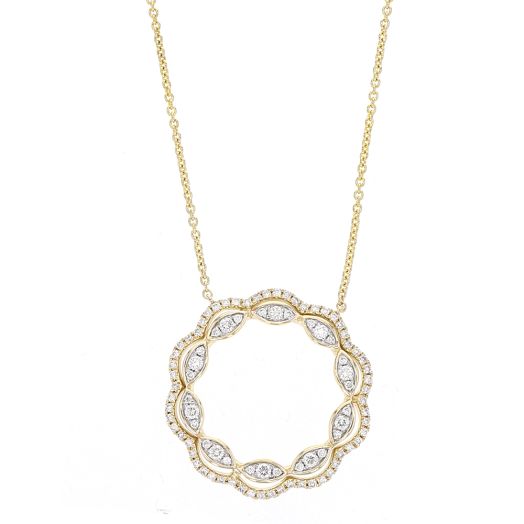 Open Circle Pendant Necklace, 14K Yellow Gold, TWT.48
