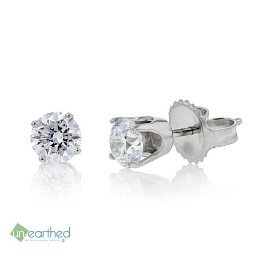 round-cut lab grown diamond stud earrings