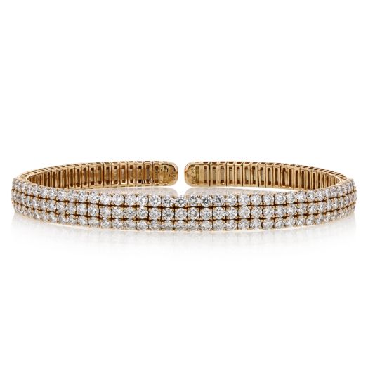 18K Rose Gold Three-Row Diamond Cuff Bracelet, TWT 4.50