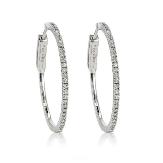 Flexible Diamond Hoop Earrings, 14K White Gold, TWT.50