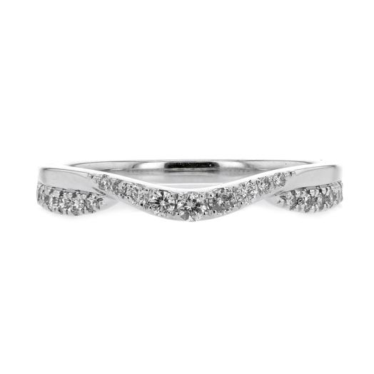 14K White Gold Curved Diamond Band, TDW.25