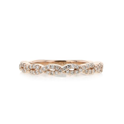 14K Rose Gold Pave Diamond Twist Half-Eternity Infinity Band