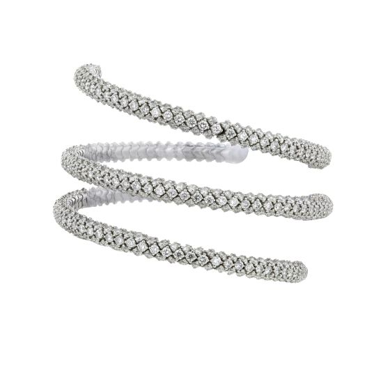 18K White Gold 14.91 Carat Diamond Layered Bangle Bracelet