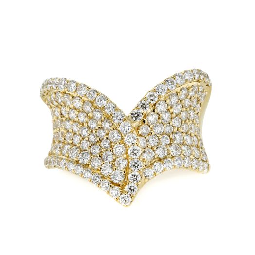 18K Yellow Gold Diamond Fashion Ring, TWT 2.11