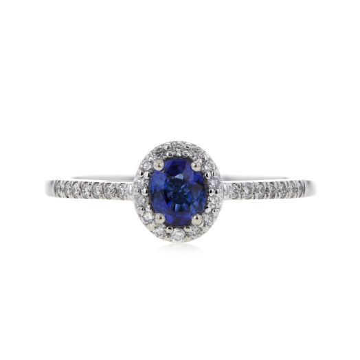 14K White Gold Sapphire and Diamond Ring, TWT.16