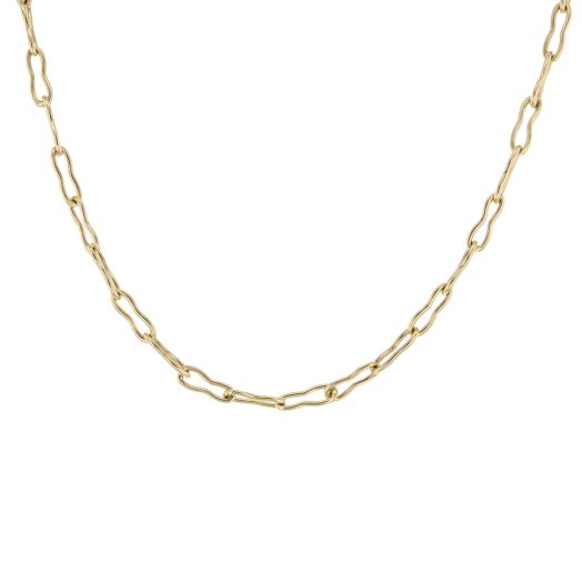 14K Yellow Gold Pinched Paperclip Petite Necklace