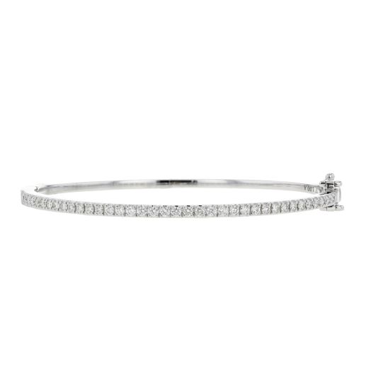 14K White Gold Diamond Bangle Bracelet, TWT 1.00