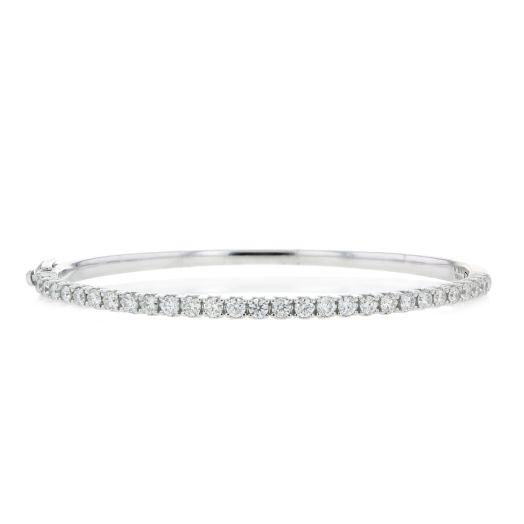 14K White Gold 1.75 Carat Diamond Bangle Bracelet