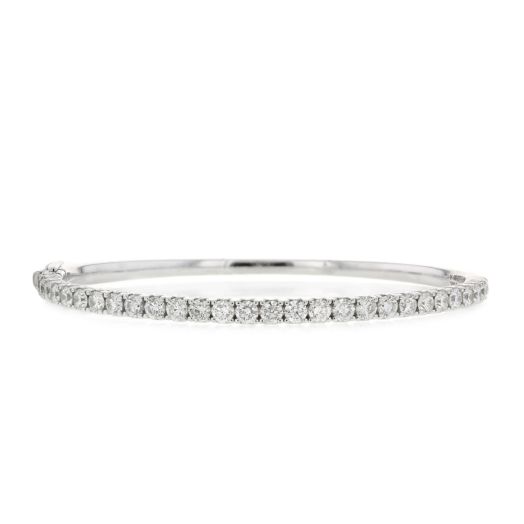 14K White Gold 2.85 Carat Diamond Bangle Bracelet