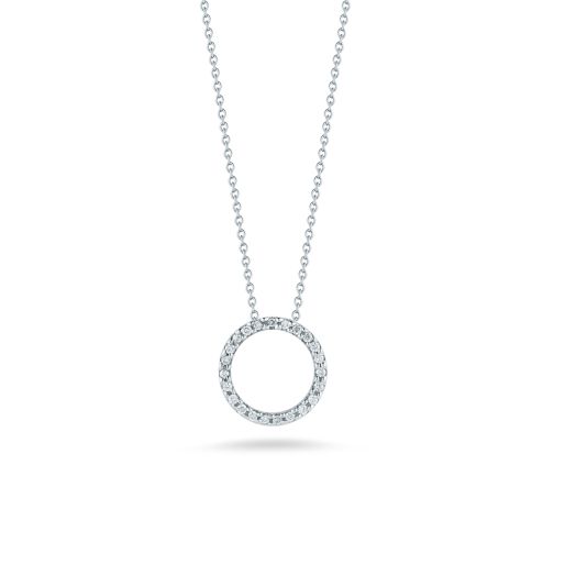 Roberto Coin Tiny Treasures 18K White Gold Circle Pendant with Diamonds