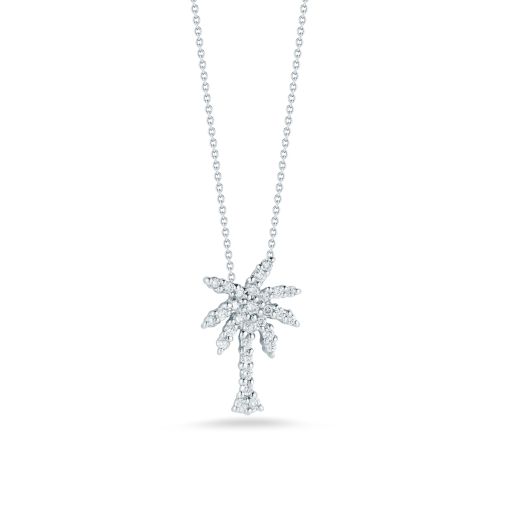 Roberto Coin Tiny Treasures 18K White Gold Small Palm Tree Pendant with Diamonds