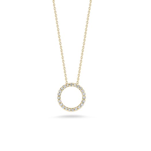 Roberto Coin Tiny Treasures 18K Yellow Gold Circle Pendant with Diamonds
