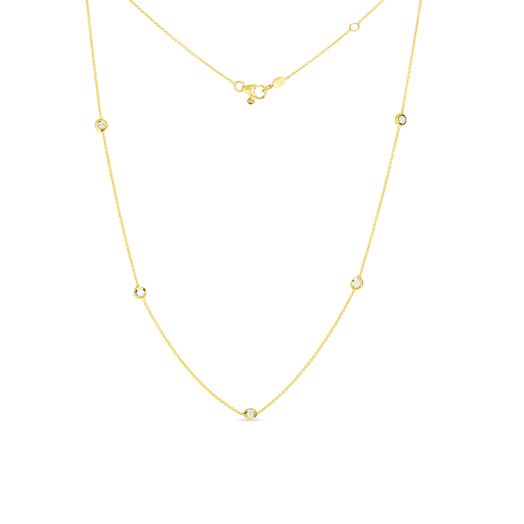 Roberto Coin Diamonds by the Inch 18K Yellow Gold Necklace with Five Diamond Stations