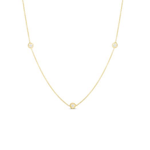 Roberto Coin Diamonds By The Inch 18K Yellow Gold Necklace with Three Diamond Stations