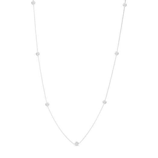 Roberto Coin 18K White Gold Diamonds by the Inch Seven Station Pendant Necklace