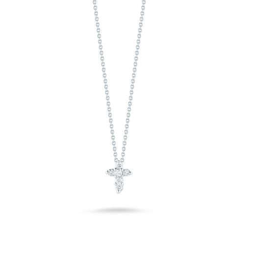 Roberto Coin Tiny Treasures 18K White Gold Baby Cross Pendant with Diamonds