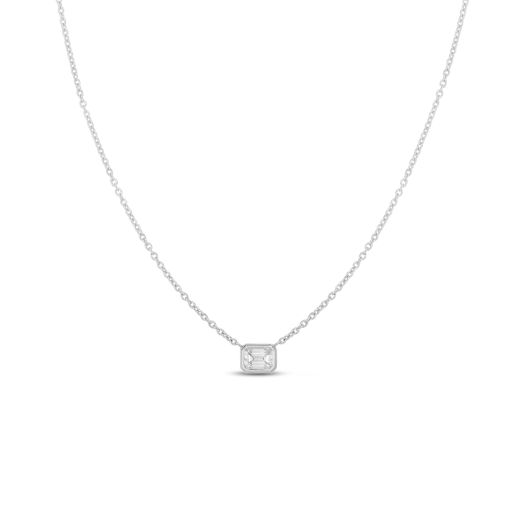 Emerald cut pendant necklace in white gold
