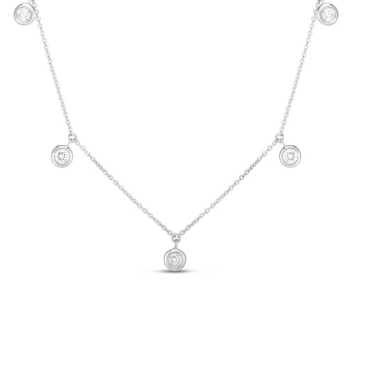 Roberto Coin Diamonds by the Inch 18K White Gold Five Diamond Drop Station Necklace 