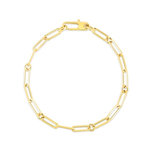 Roberto Coin Designer Gold 18K Yellow Gold Paperclip Chain Bracelet