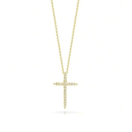 Roberto Coin 18K Yellow Gold Tiny Treasures Diamond Cross Necklace