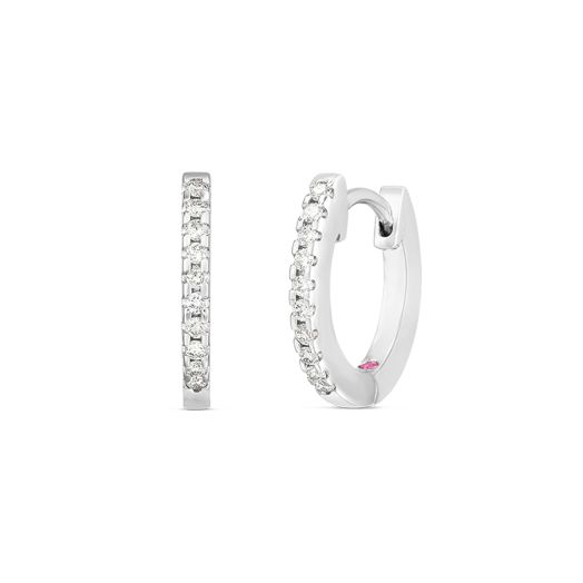 Roberto Coin Perfect Diamond Hoops 18K White Gold 12MM Extra Small Diamond Hoop Earrings 