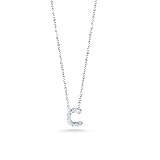Roberto Coin Tiny Treasures 18K White Gold Love Letter C Pendant with Diamonds