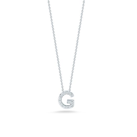 Roberto Coin Tiny Treasures 18K White Gold Love Letter G Pendant with Diamonds