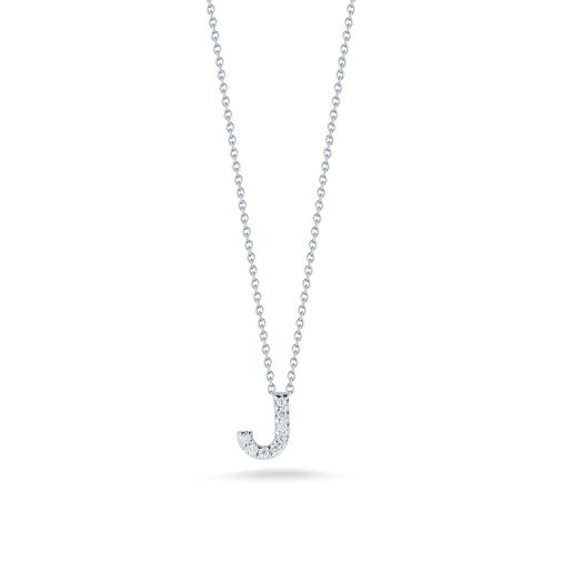 Roberto Coin Tiny Treasures 18K White Gold Love Letter J Pendant with Diamonds