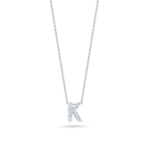 Roberto Coin Tiny Treasures 18K White Gold Love Letter K Pendant with Diamonds