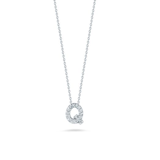 Roberto Coin Tiny Treasures 18K White Gold Love Letter Q Pendant with Diamonds