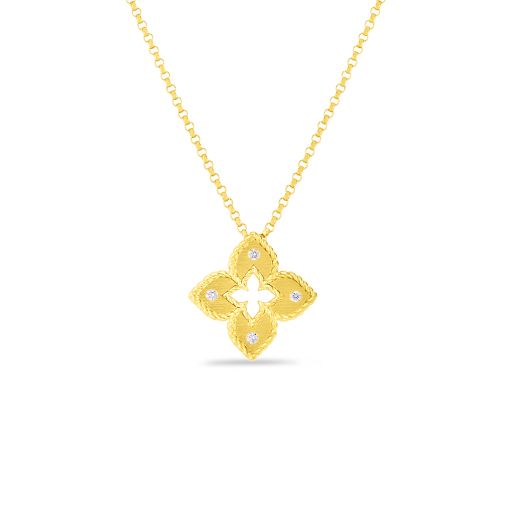 Roberto Coin Venetian Princess 18K Yellow Gold Petite Flower Necklace with Diamond Accents