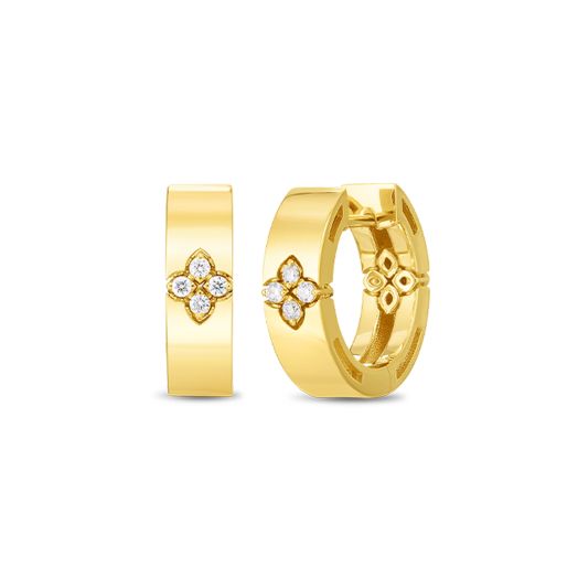 Roberto Coin Love in Verona 18K Yellow Gold Small Hoop Earrings with Diamond Accents
