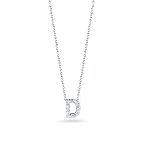 Roberto Coin Tiny Treasures 18K White Gold Love Letter D Pendant with Diamonds