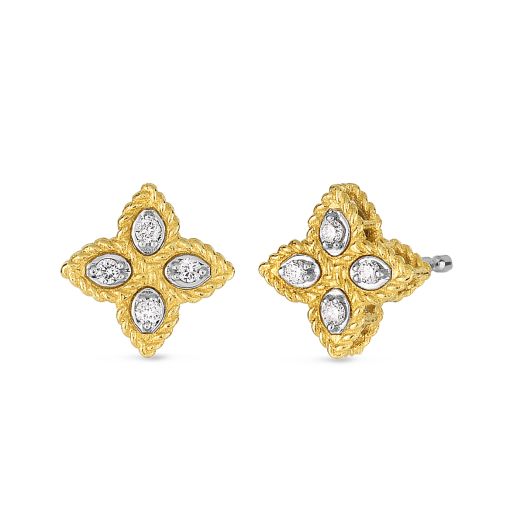 Roberto Coin Princess Flower 18K Gold Small Stud Earrings