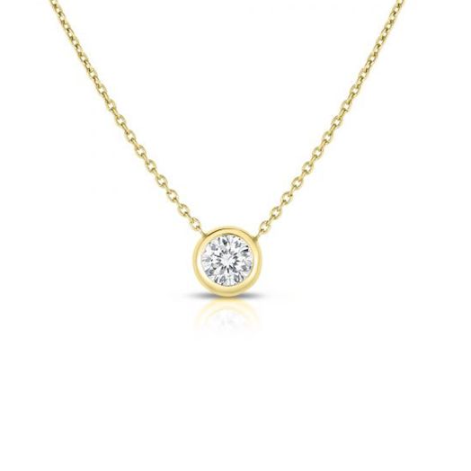 Yellow gold diamond pendant necklace