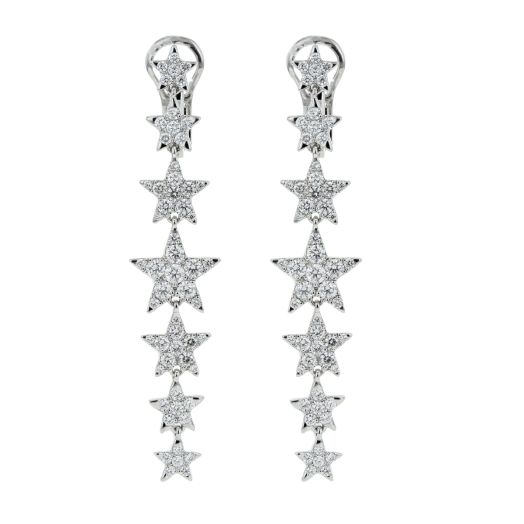 white gold dangle earrings with diamond accented stars