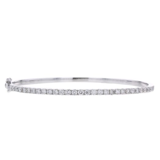 14K White Gold 1.61 Carat Diamond Bangle