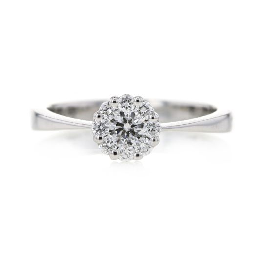 White gold diamond cluster ring