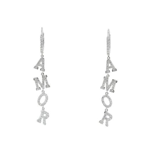Diamond "AMOR" dangle earrings