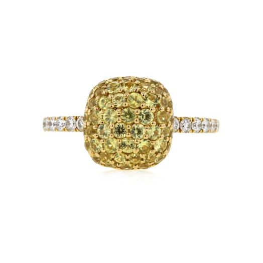 Yellow sapphire gemstone ring with diamond band