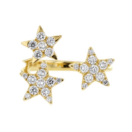 18K Yellow Gold Three-Star Diamond Ring, TDW.68